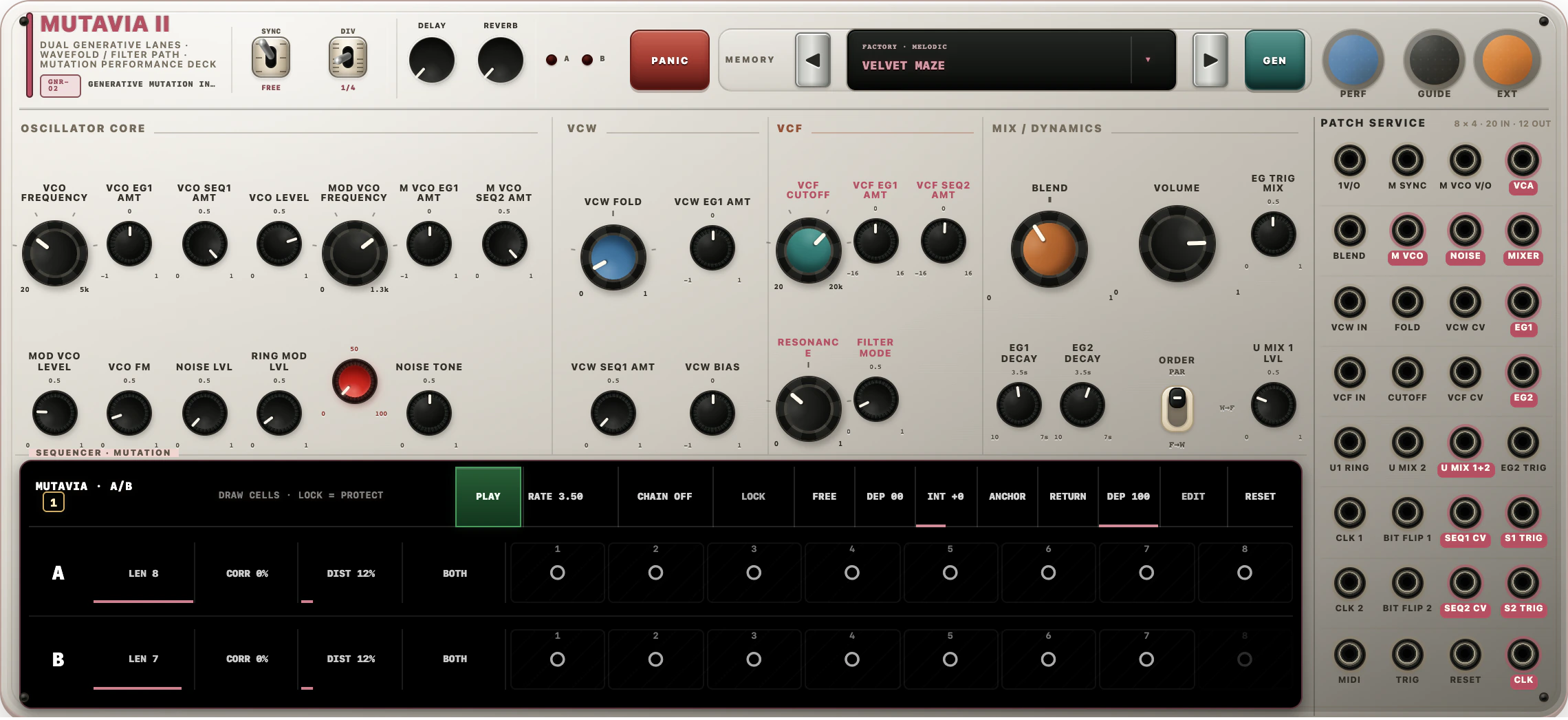 MUTAVIA II instrument interface