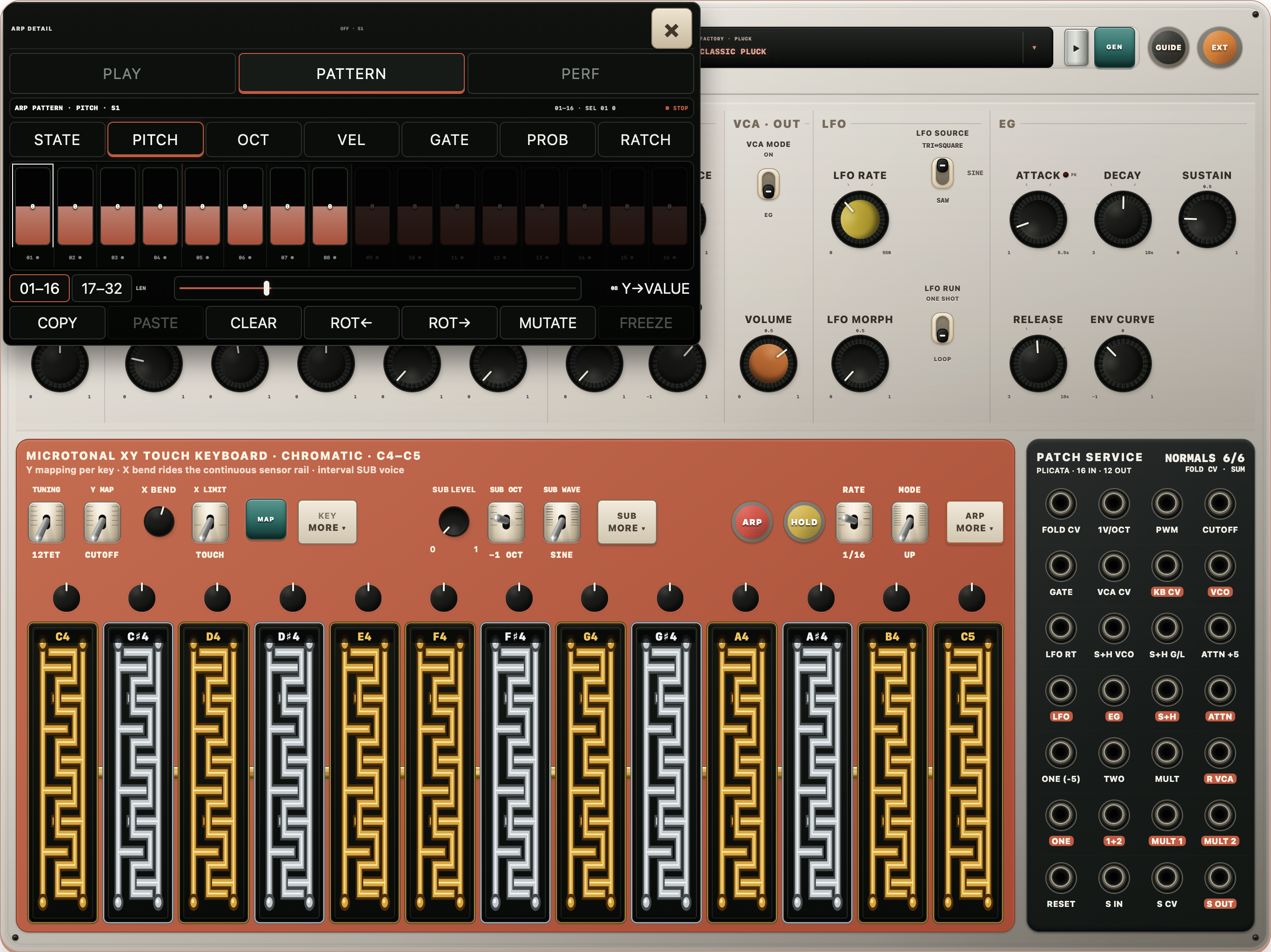 PLICATA arpeggiator interface