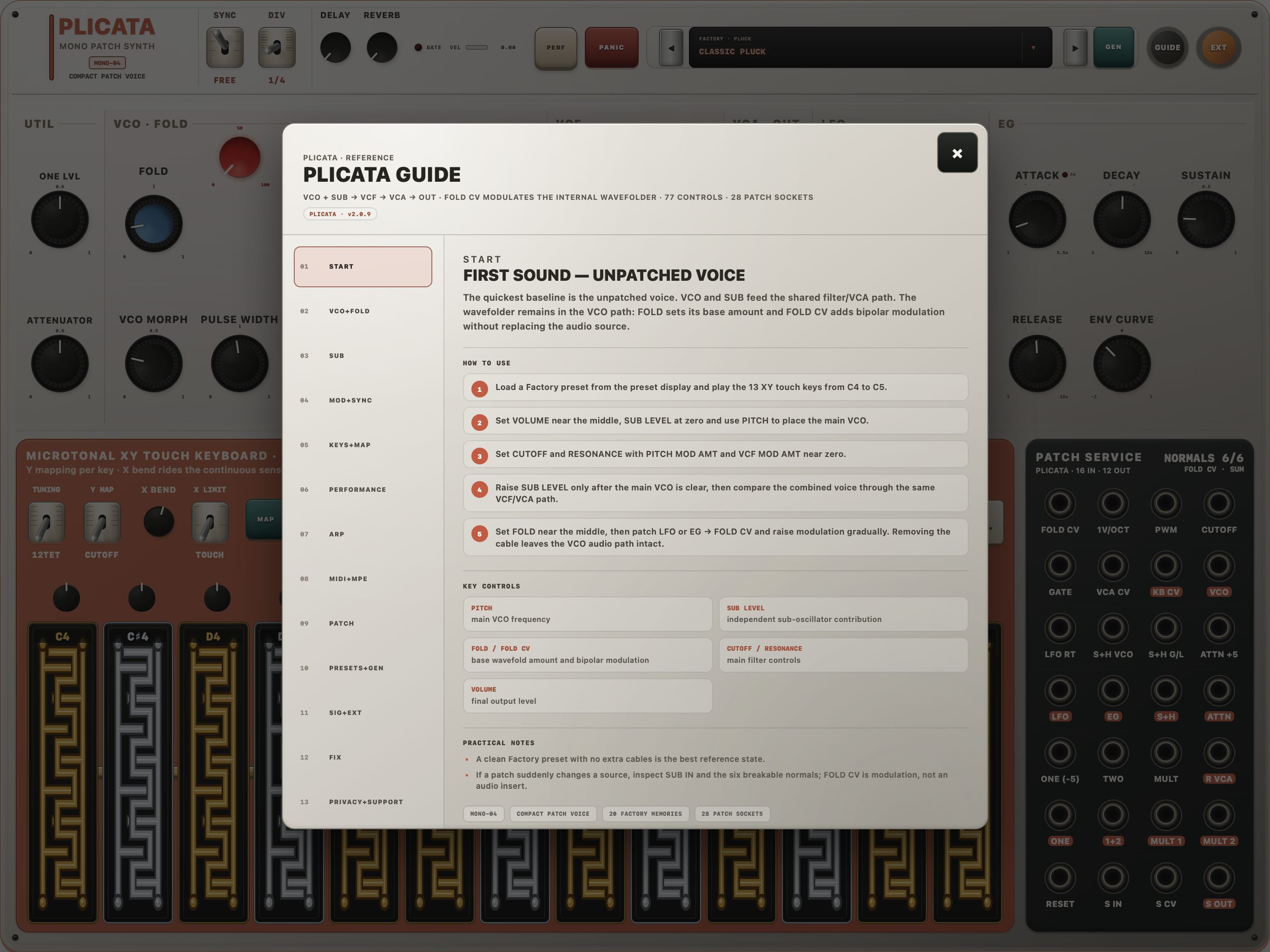PLICATA guide interface