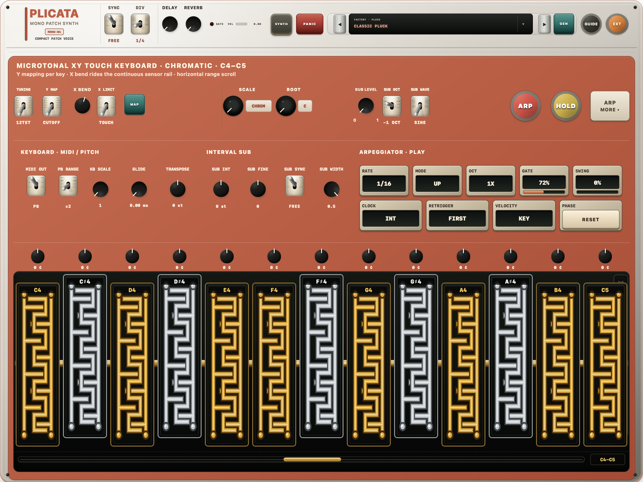 PLICATA performance keyboard interface