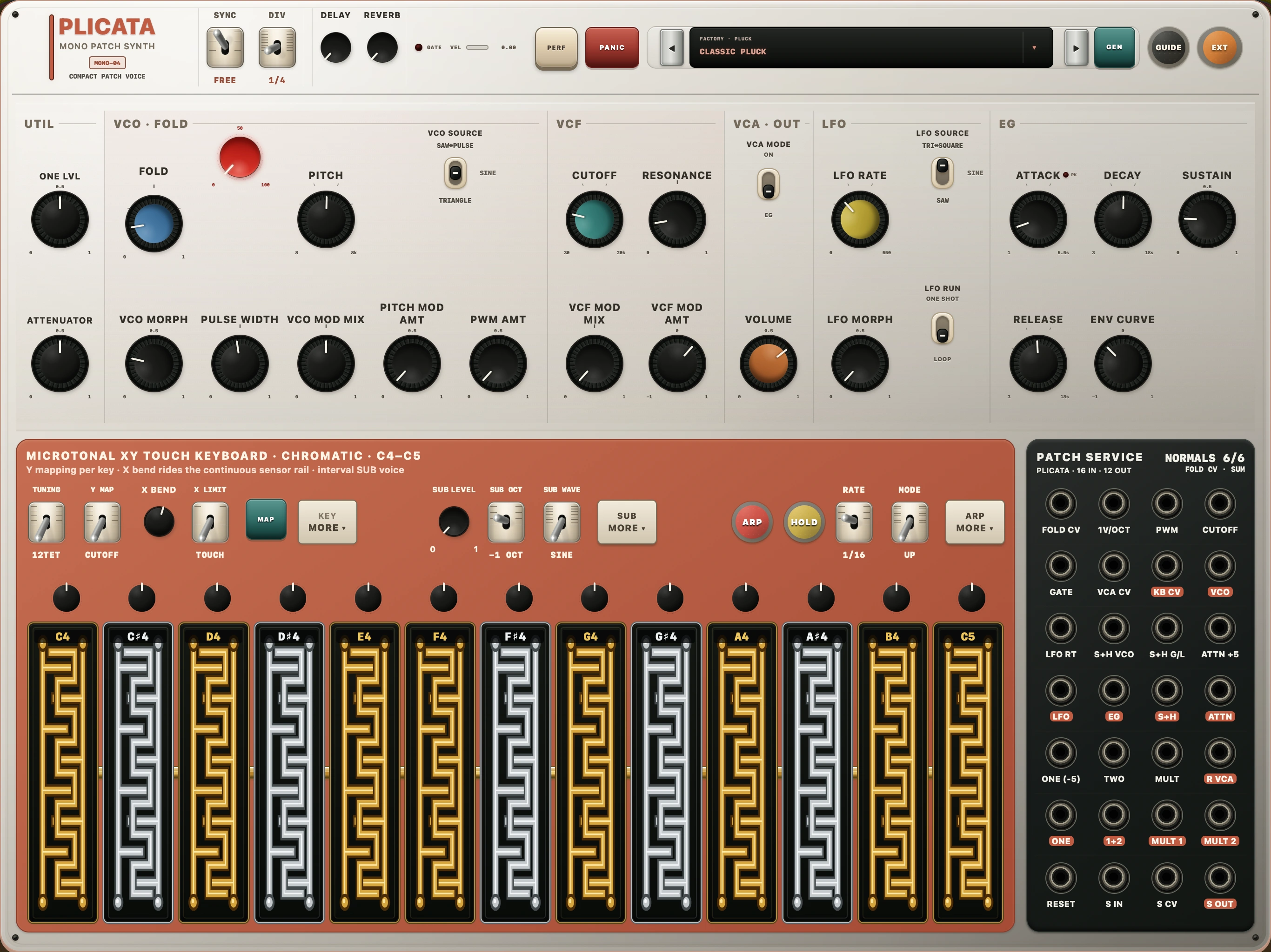 PLICATA latest instrument interface